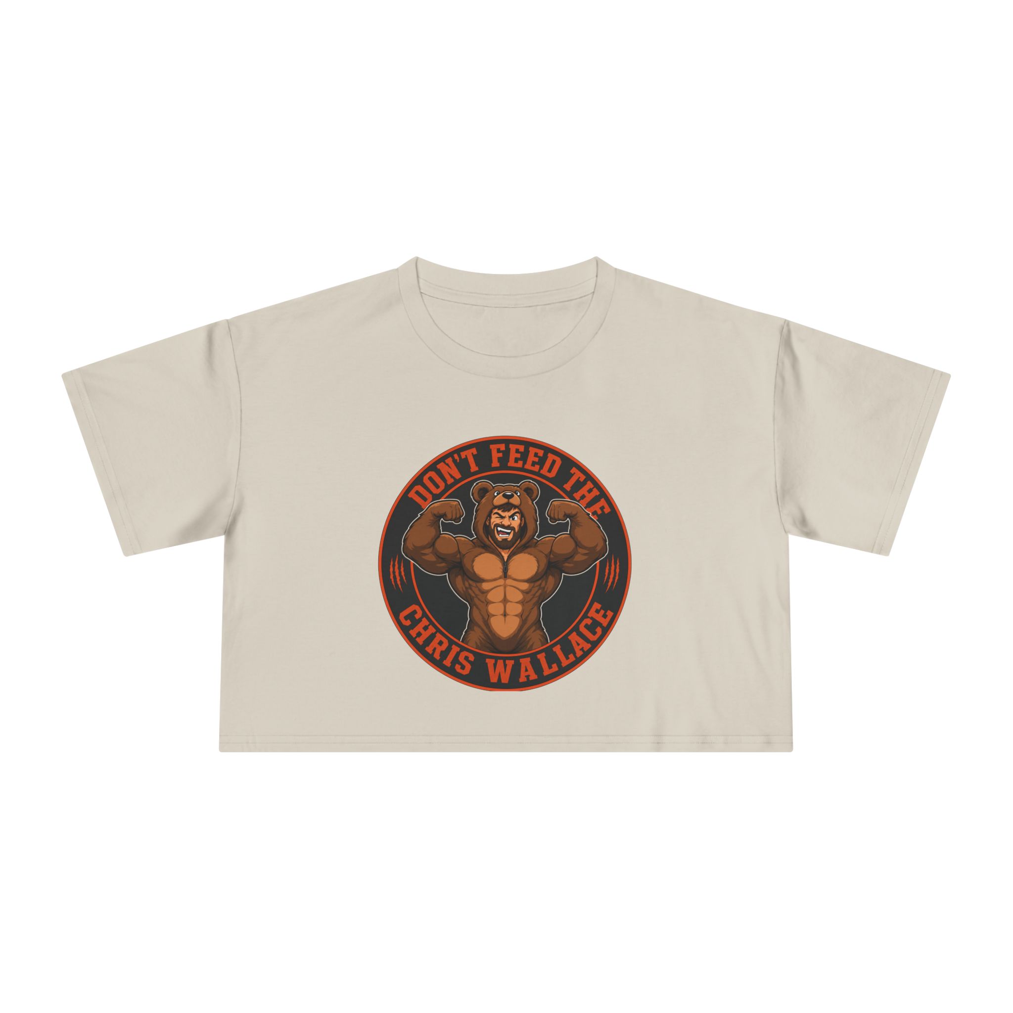 Don't Feed the Chris Wallace Bear With Muscles Crop Tee | Crop Tee - Image 5
