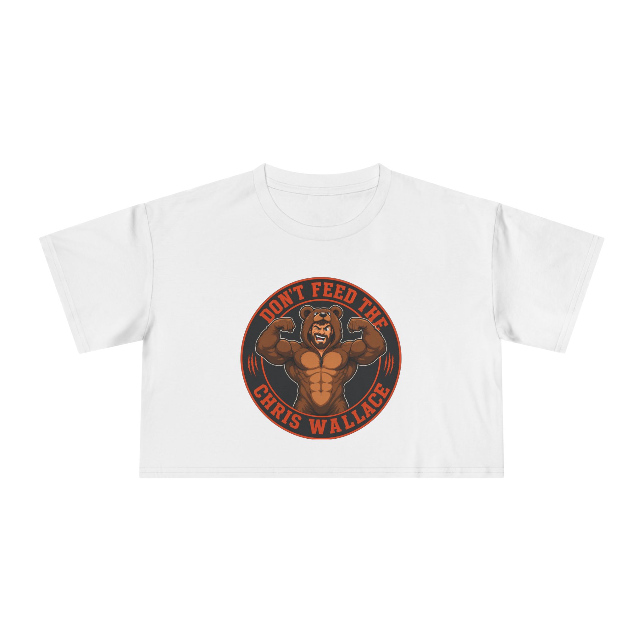 Don't Feed the Chris Wallace Bear With Muscles Crop Tee | Crop Tee - Image 4