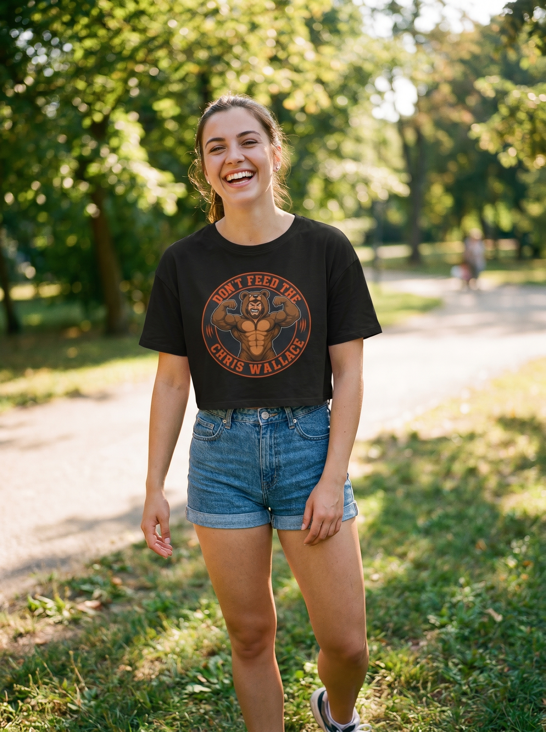 Don't Feed the Chris Wallace Bear With Muscles Crop Tee | Crop Tee